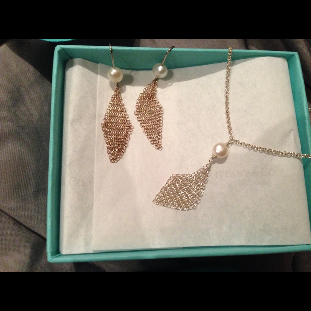 Tiffany pearl earrings and necklace